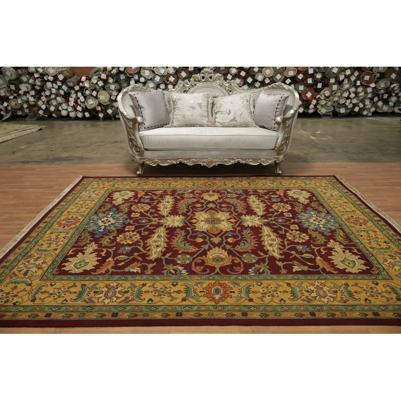 Tapis oriental luxueux bourgogne traditionnel 8 x 10