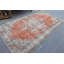 Grand tapis rétro Oushak en laine orange, idéal pour décorer un salon ou un bureau