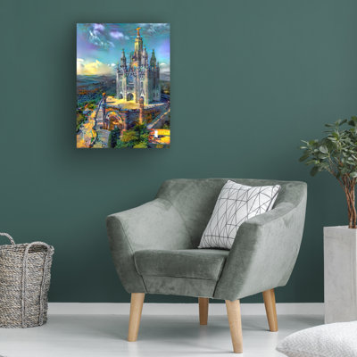 Cityscapes Barcelona Spain Tibidabo Church On Canvas Print