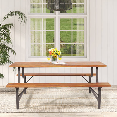 Jeannice 4 - Person Acacia Patio Dining Set with Rectangular Table