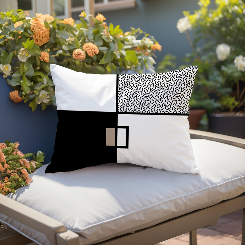 Coussin lombaire réversible intérieur / extérieur Looma, Rectangle H 18 po x l 25 po, Noir