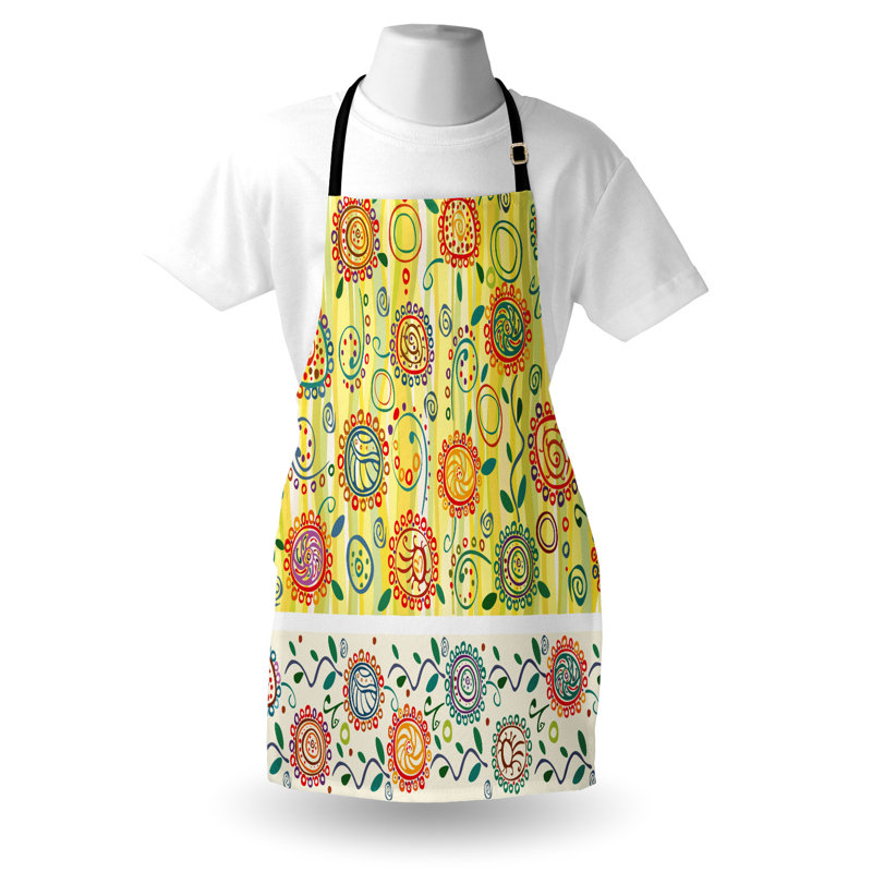 Multicolore East Urban Home, tablier coloré unisexe, cercles abstraits verdâtres, taille adulte