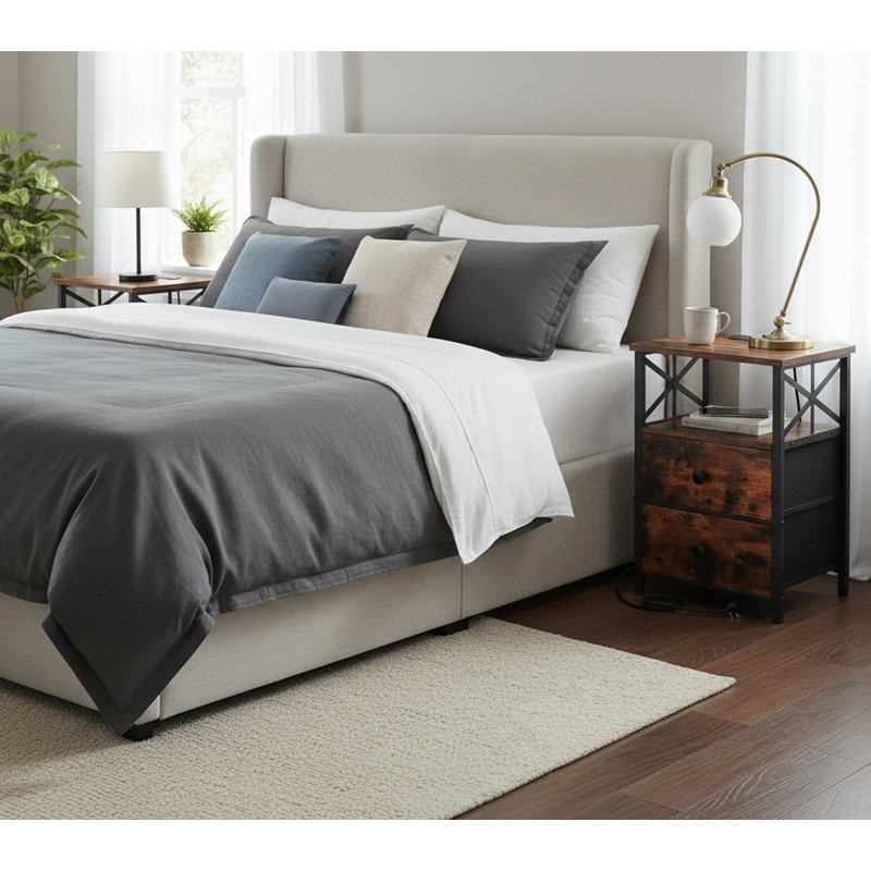 40cm W Metal Bedside Table