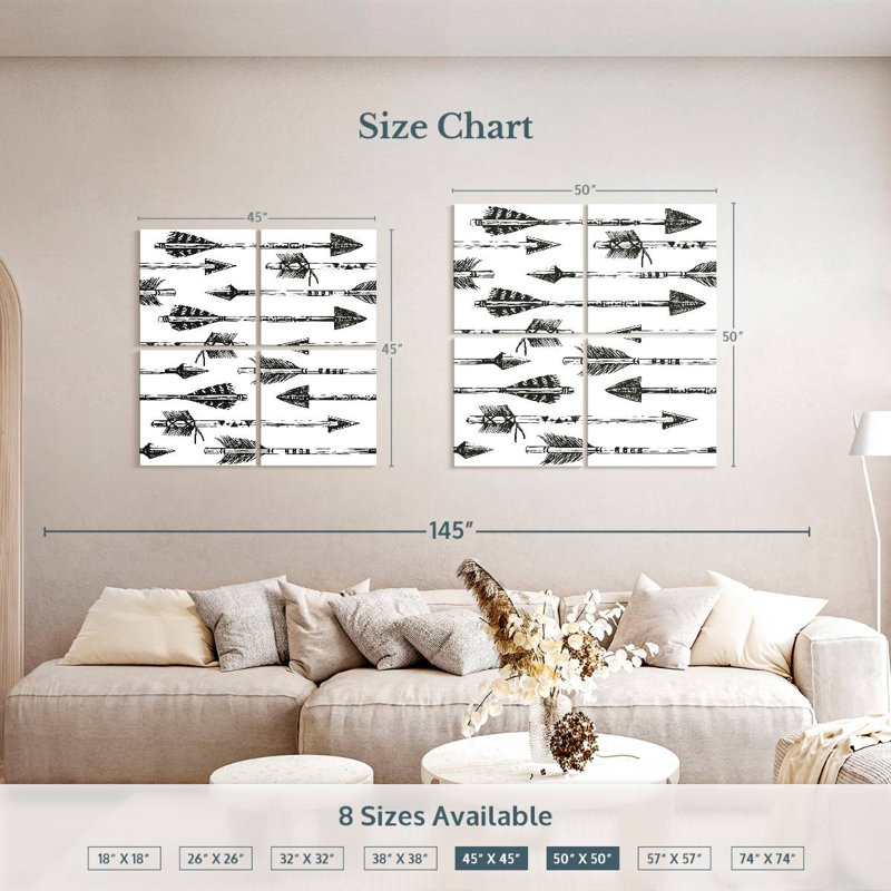 Motif de flèches Sirci Tribal, H 45 po x l 45 po
