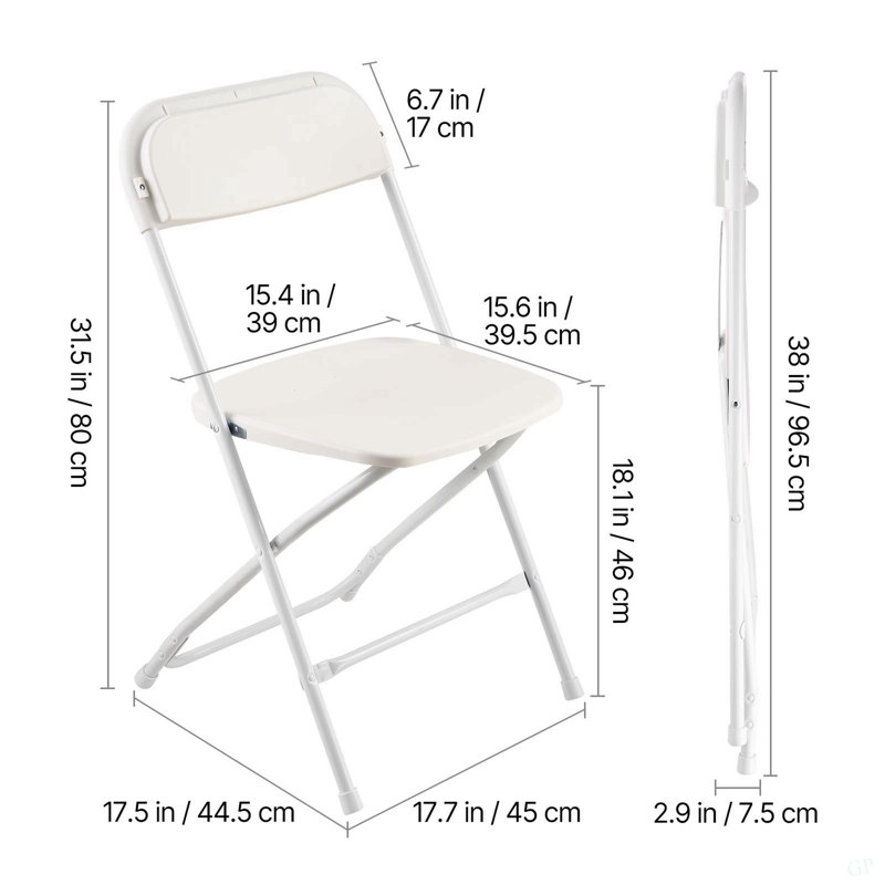 Ensemble de 4 chaises pliantes, chaises en plastique pliables avec structure en métal robuste, chaises de table pliantes portatives, sièges d'extérieur empilables pour la maison, la cour, le jardin, les fêtes et les événements