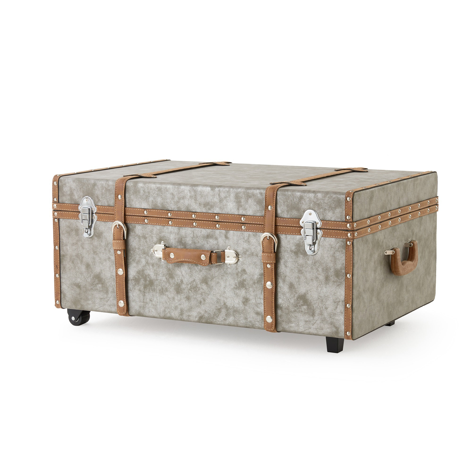 Rhino Luxury Faux Leather Coffee Table Trunk With Feet