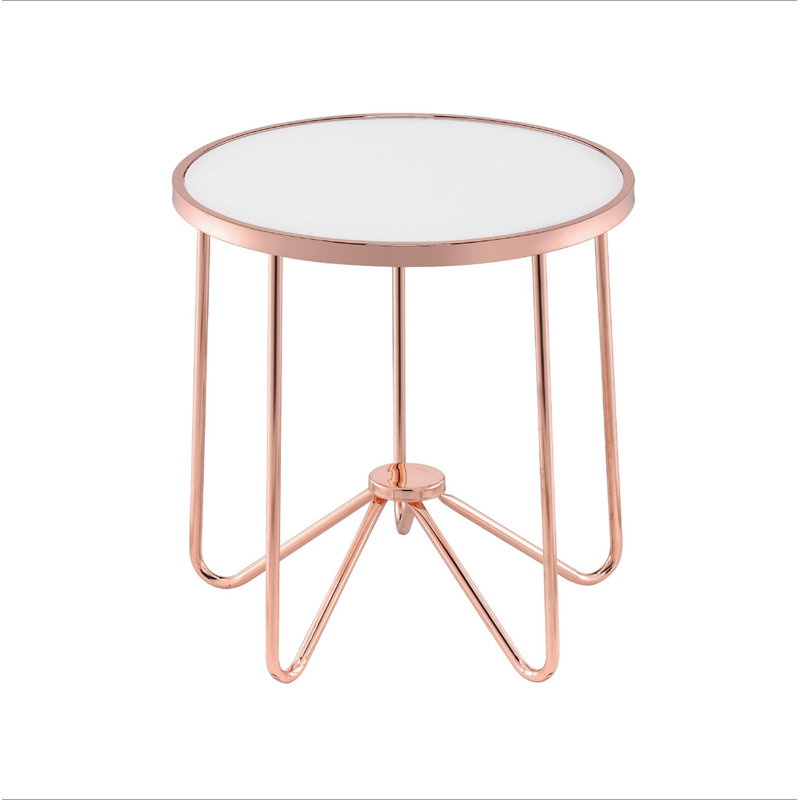 Table ronde blanche en verre givré