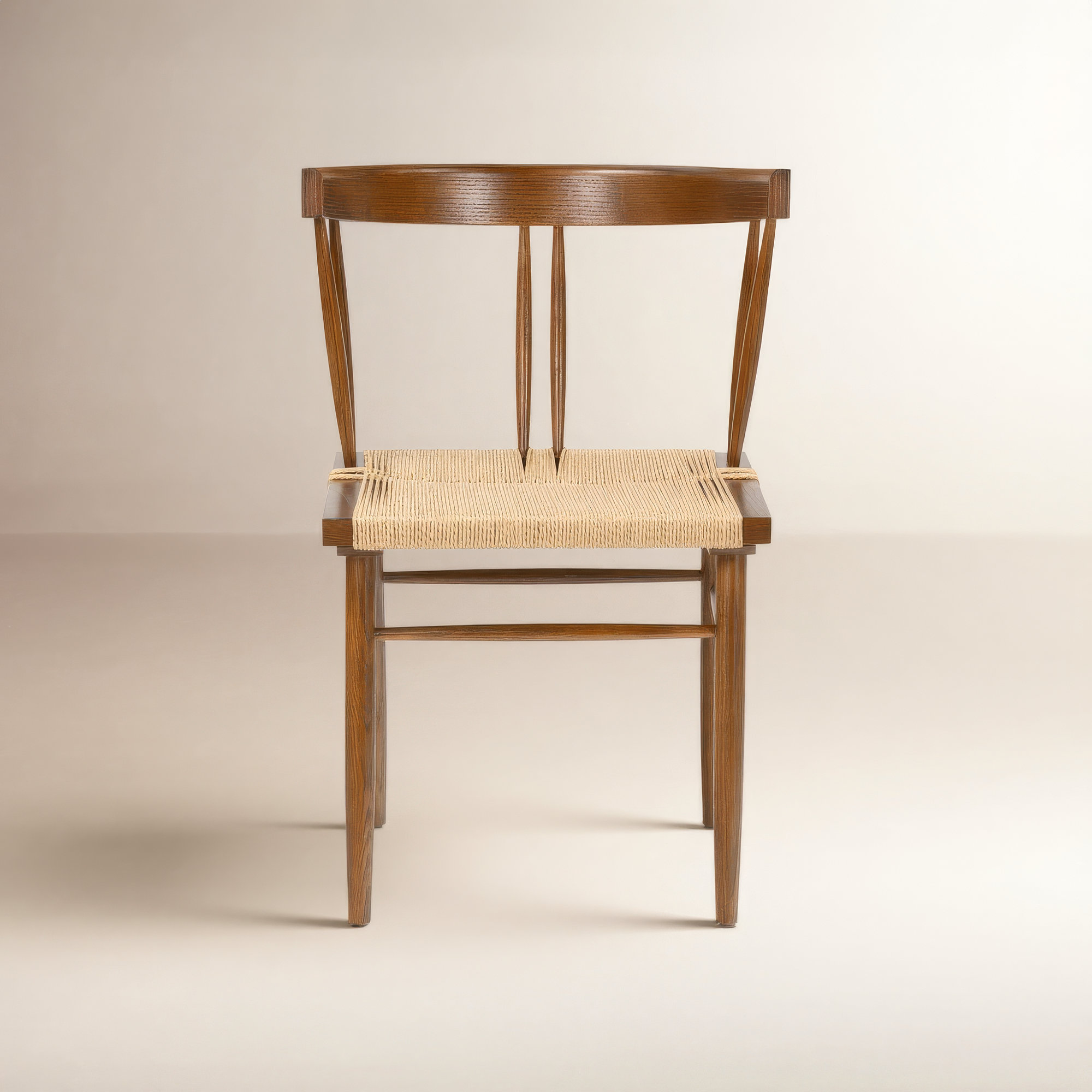Ferrara Wood Dining Chair with Handwoven Hemp Cord Seat, Walnut