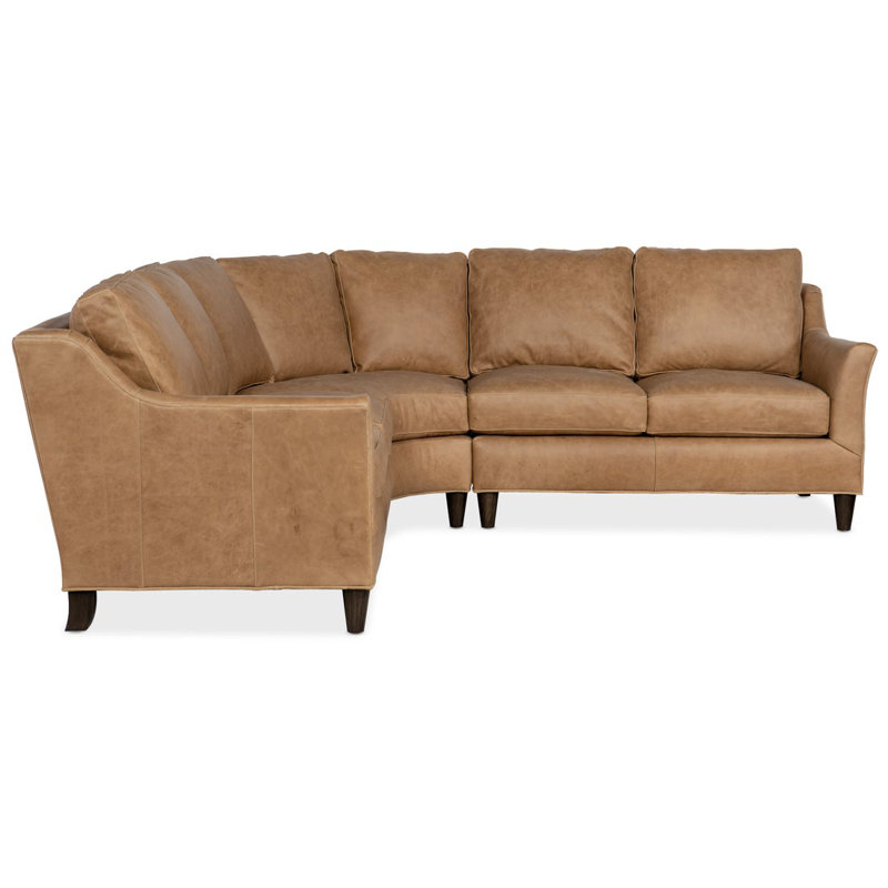 Marleigh Sectional, Alpine Dark Grey Genuine Leather, Cone Cobblestone