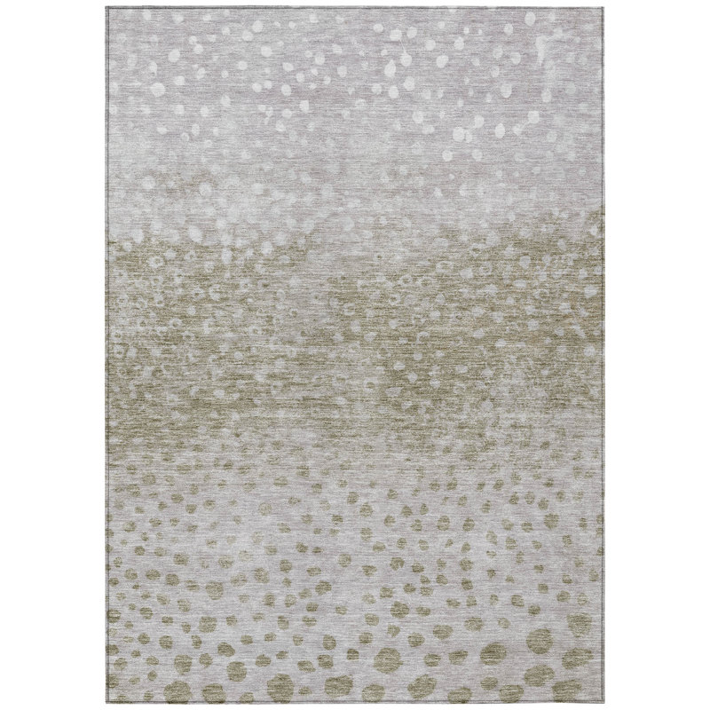 Taupe and Olive Synthetic Flat Woven Washable Area Rug