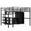 Lit mezzanine en métal avec table et garde-robe, double, aspect noir - moderne, construction stable, options de rangement, instructions et conception faciles à assembler, structure, installations, fonctionnement sans effort