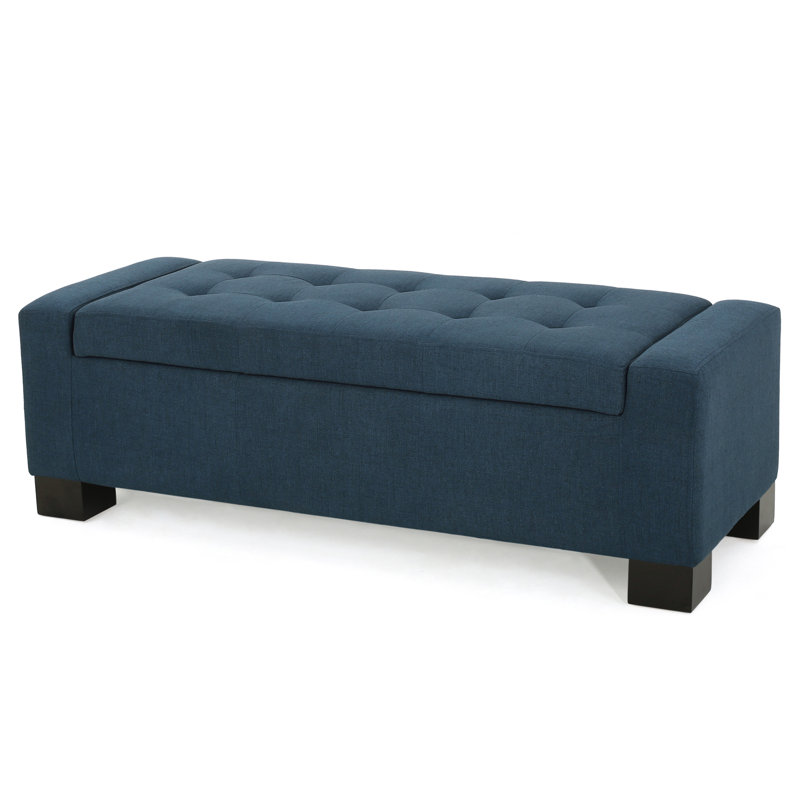 Gianluca Upholstered Ottoman, Dark Blue Fabric
