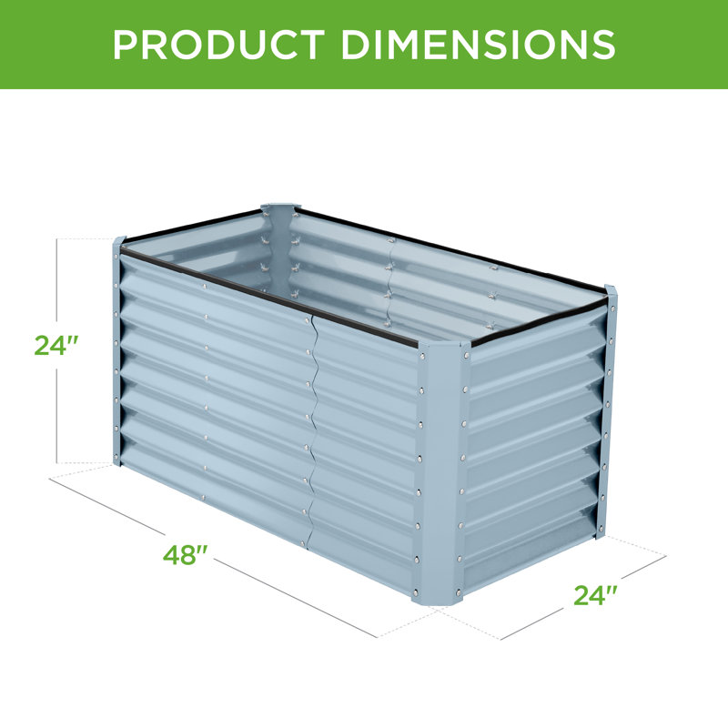  4X2x2ft Outdoor Metal Raised Garden Bed For Vegetables Flowers Herbs - Mist Blue, Sky Blue, 24" H x 48" W x 24" D