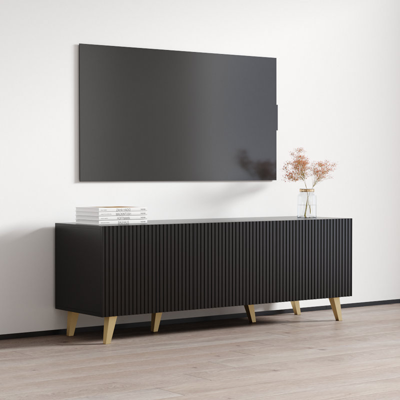 Palos 59.3" Modern TV Stand with Matte Finish, Black