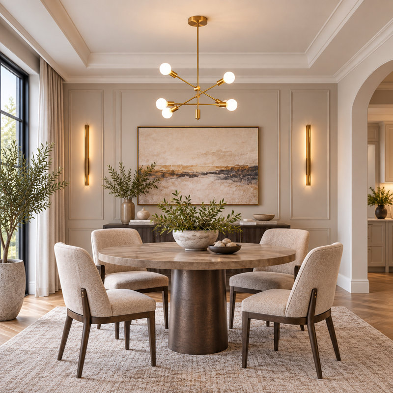 Transitional 6 Light Sputnik Gold Chandelier, Gold