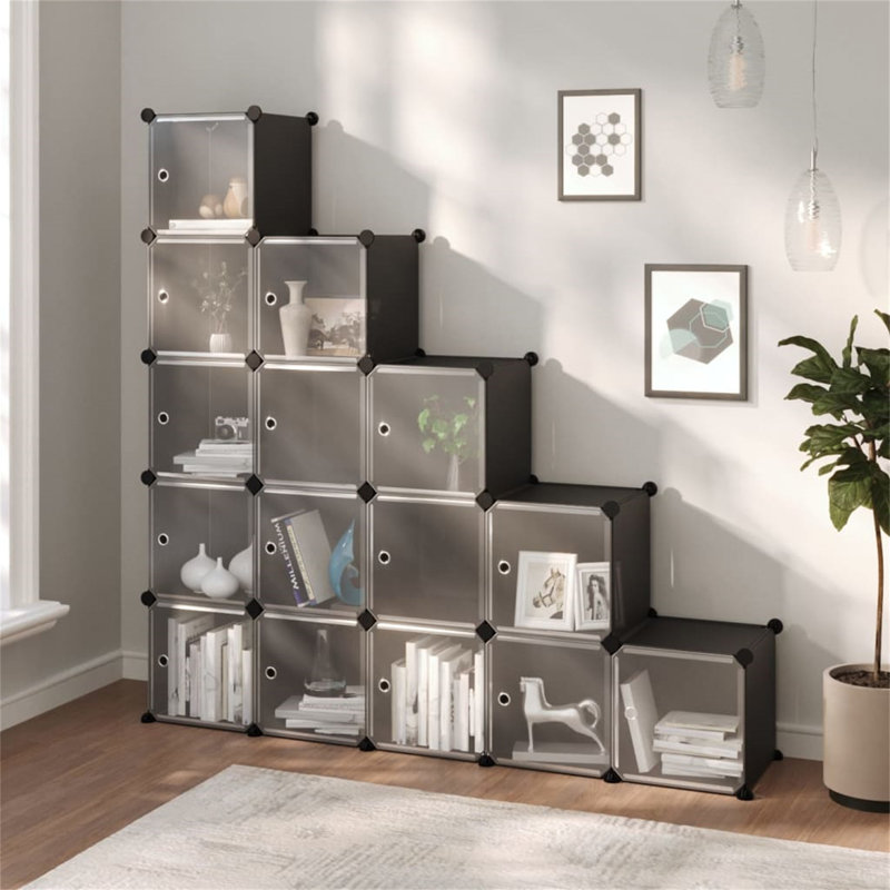 Rebrilliant Plastic Decorative Bin, Black/Clear, 153.5cm H x 155cm W x 32cm D