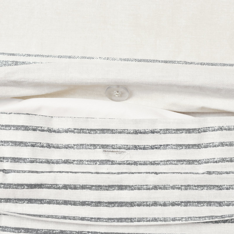 Farmhouse Stripe Reversible Cotton Twin XL Duvet Cover Set