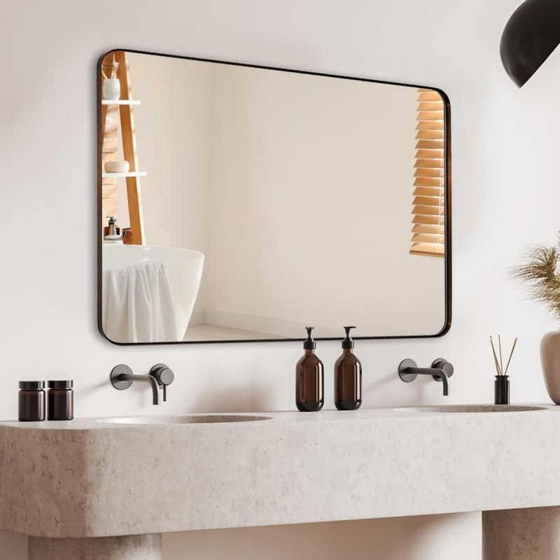 Miroir de salle de bain Inse Cadre en acier inoxydable, Bronze brossé, 40 po x 30 po