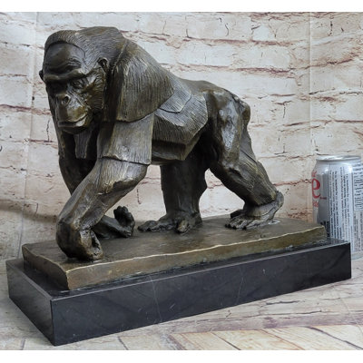Xaila Gorilla Sculpture Statue Figure Bronze Metal Signed Art On Marble Base By Vobisova