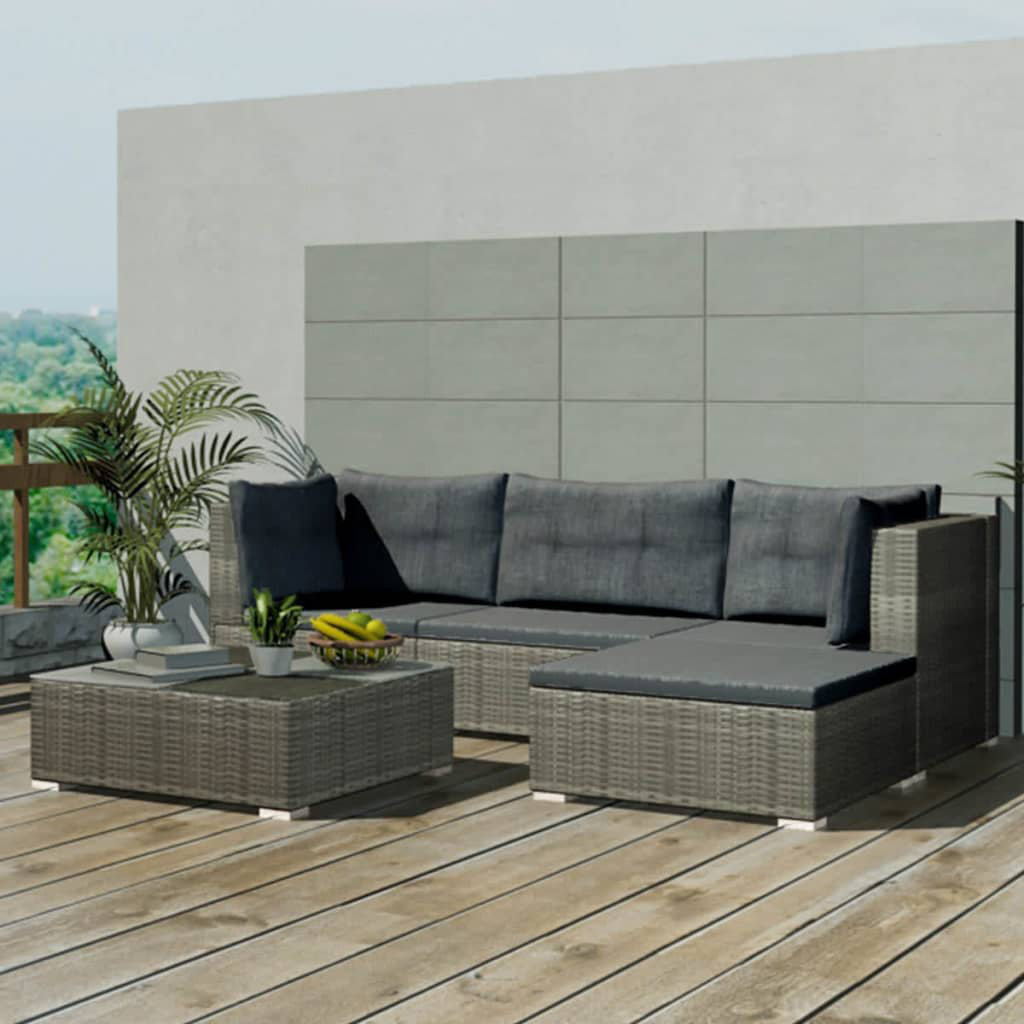 4-Sitzer Lounge-Set Issachar aus Polyrattan mit Polster