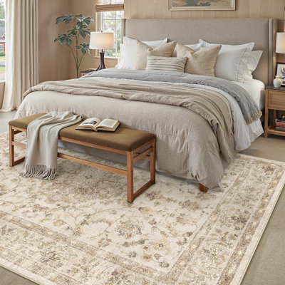 Vicky Oriental Washable Area Rug With Non-Slip Backing