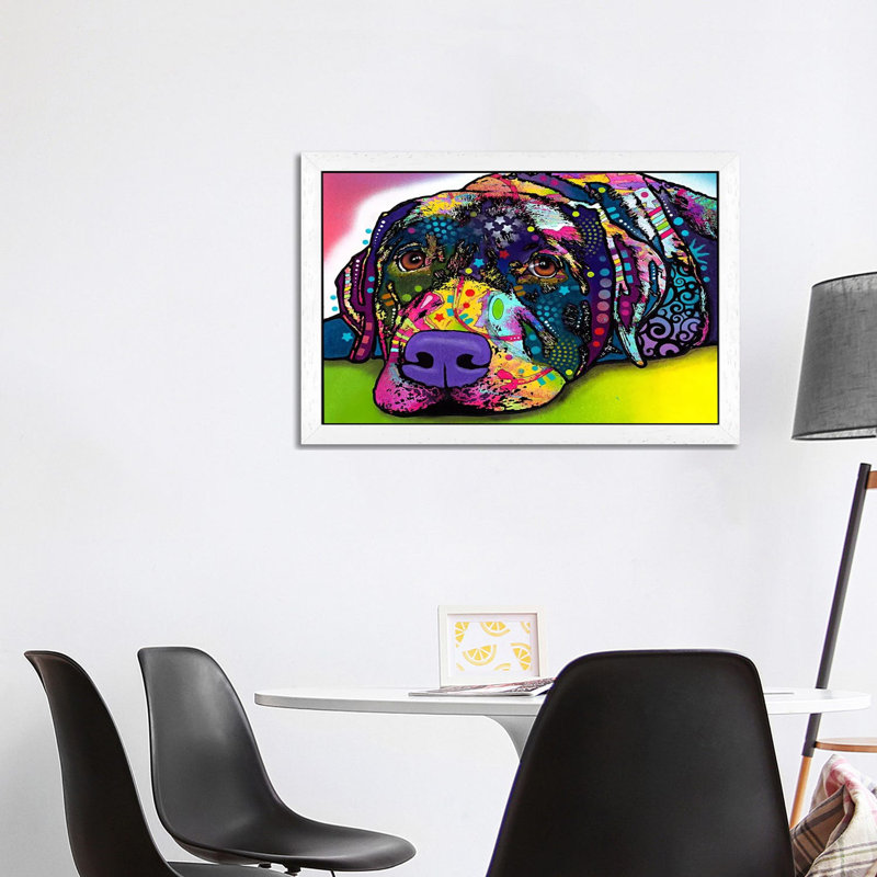Savvy Labrador by Dean Russo - Print on Canvas, 152.5 cm H x 101.5 cm W, White Framed