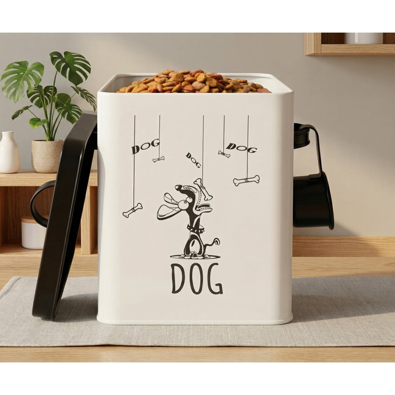 Seau de rangement pour animaux de compagnie avec couvercle et poignée, blanc, pour petits chiens et chats, avec pelle, excellent cadeau pour les propriétaires de chiens