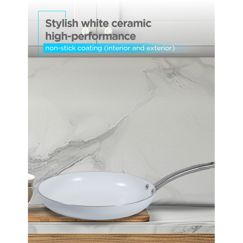 Ensemble de batterie de cuisine 9 pièces en céramique et en aluminium blanc + blanc de la série BDK