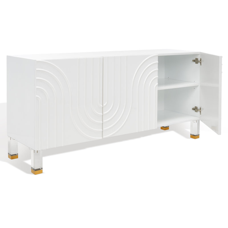 Saturn Wave 69'' White and Gold Contemporary Acrylic Sideboard