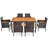 Nadkar 6 - Person Acacia Solid Wood Patio Dining Set Umbrella Hole Included Rectangular Table with Cushions Included