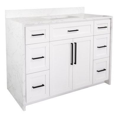 Akalya 48'' Single Bathroom Vanity with Engineered Stone Top
