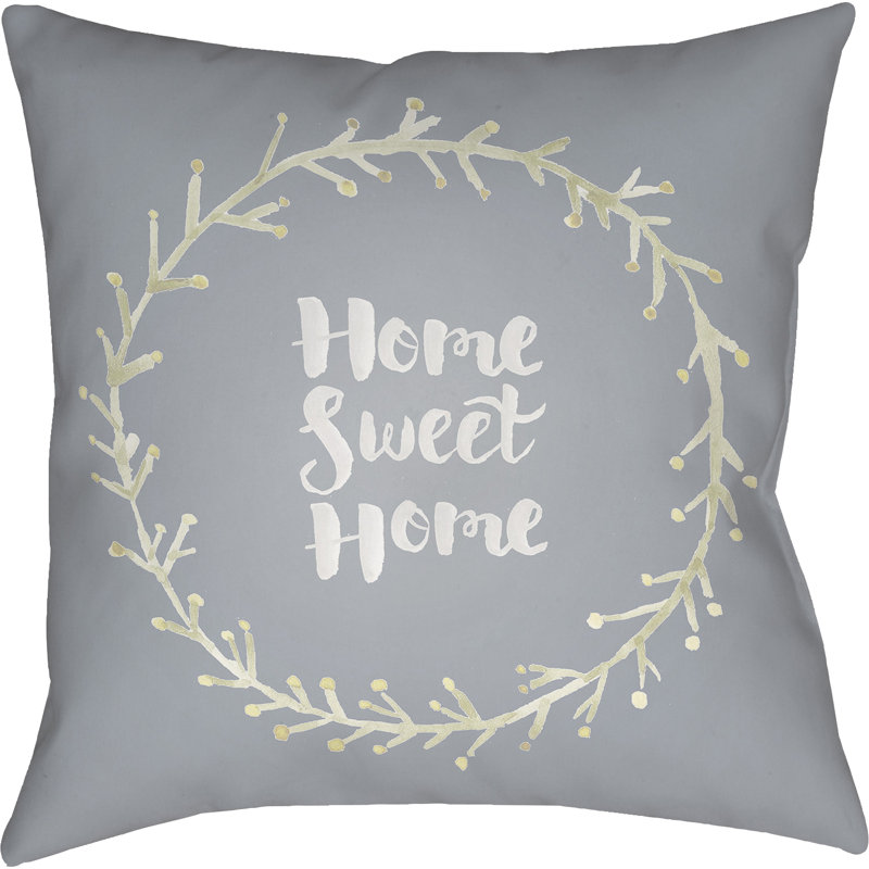 Floral Outdoor Throw Pillow, 18" H x 18" W x 4" D, Gray/Green