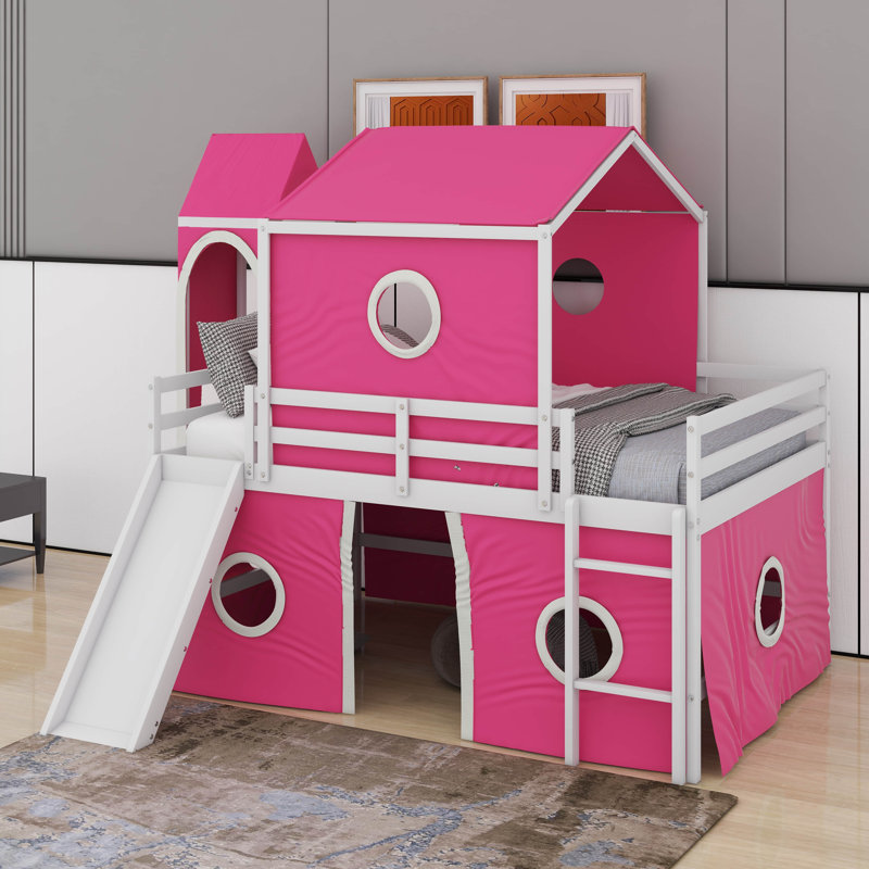 Lit mezzanine double avec glissade et tour