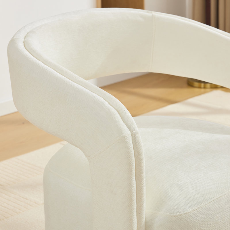Ensemble de 2 fauteuils d'appoint pivotants à 360 ° en tissu chenille, fauteuil de loisir rembourré avec dossier ouvert incurvé