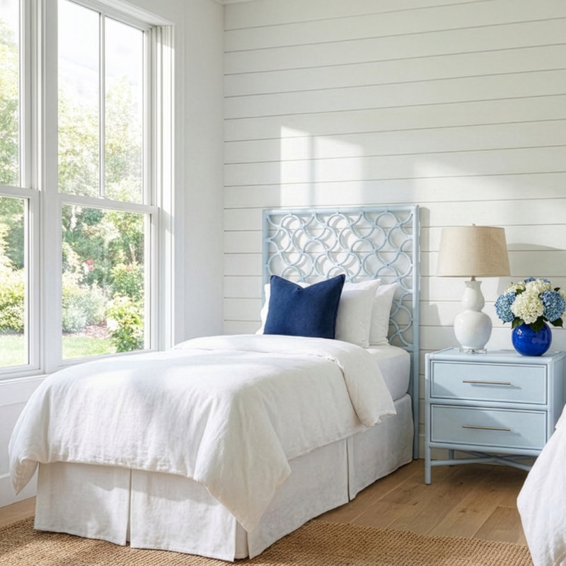 Lit plateforme Mar, Simple extra long, Bleu clair