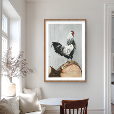 Wyandotte Rooster Framed Matted Print | Farm Animal Decor