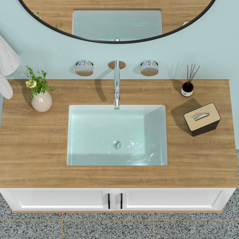 Lavabo de salle de bain rectangulaire en céramique avec trop-plein 19,5 "X14"