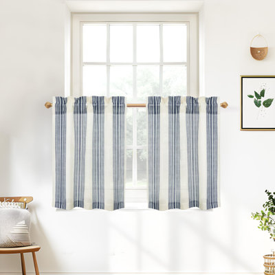 Kitchen Curtains Striped Tier Linen Short Curtains Pinstripe Cafe Curtains