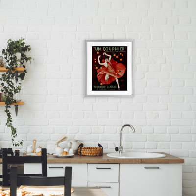 Vintage Champagne Dancer in Red Framed Print Under Glass, design by Leonetto Cappiello