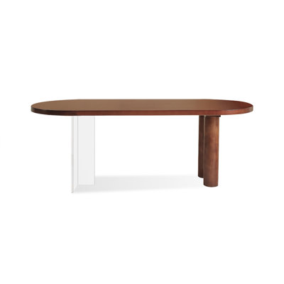 Brown Oval Solid wood with Acrylic&Solid wood Dining Table For Dining Room/Kitchen