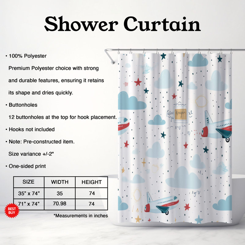 Flight Patterns - Rideau de douche Premium, H 74 po x l 71 po