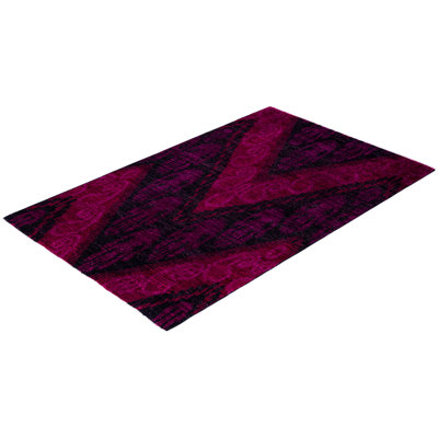 Tapis mauve moderne et contemporain en laine noué à la main Cordle 4 pi 0 po x 6 pi 4 po
