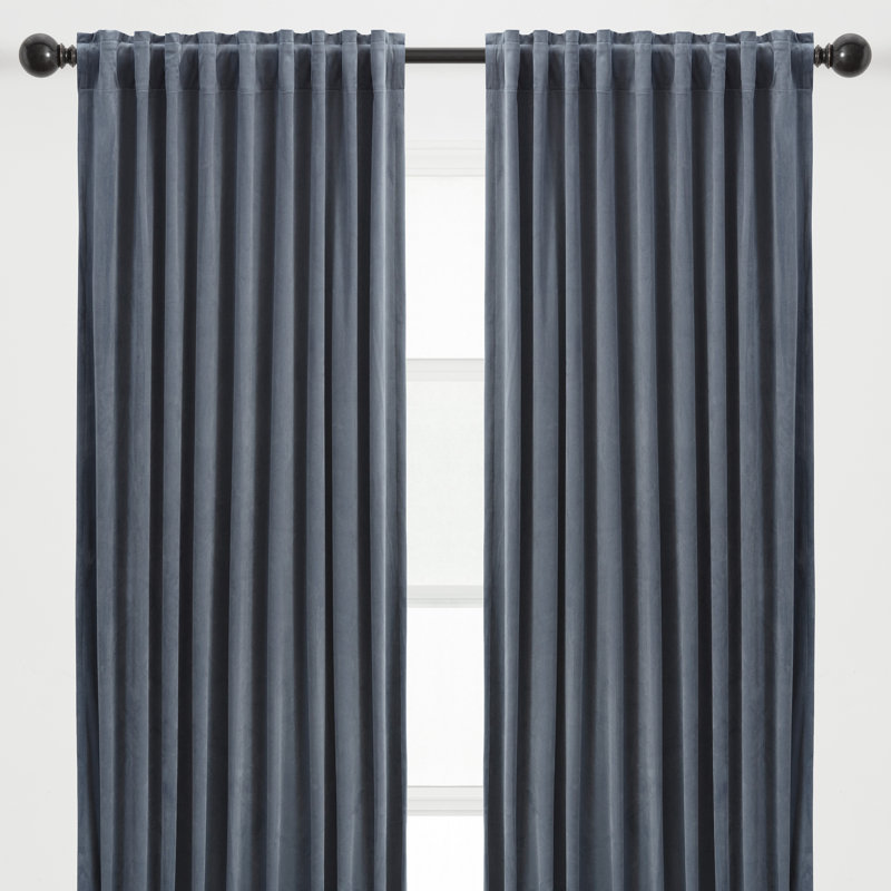 Rideaux obscurcissants en velours Mondragon, L 52 po x L 84 po, Bleu ardoise