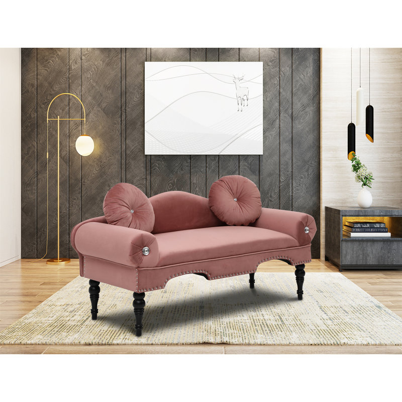 Causeuse 54 po, Velours rose