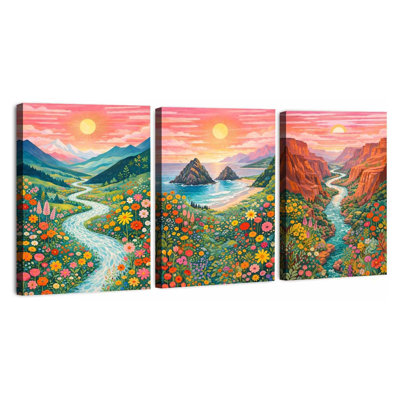3 Piece Wrapped Canvas Wall Art
