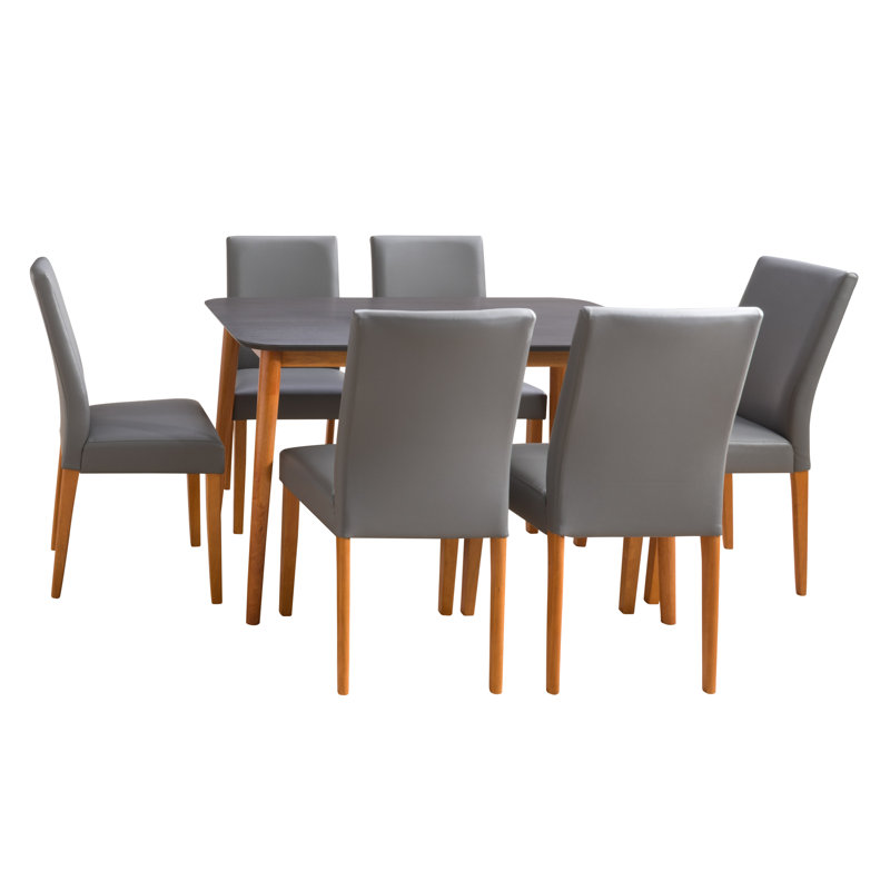Hough Four Leg Dining Set, 7 Pieces: 1 Table, 6 Chairs