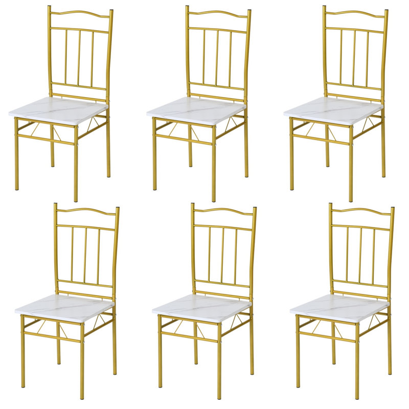 Ensemble de salle à manger rectangulaire Boydton L 52 po x l 27,6 po, Marbre blanc /Or