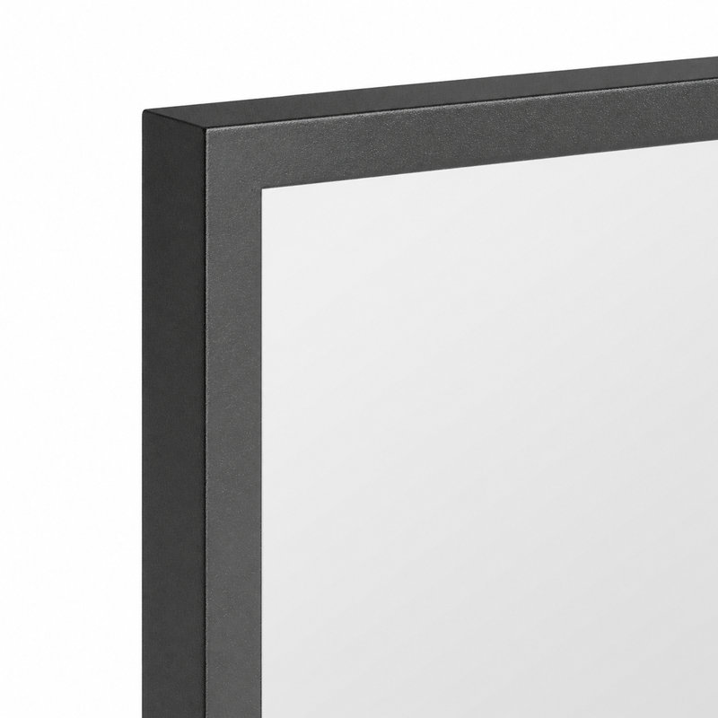 Ensemble de miroirs muraux modernes en verre trempé avec cadre en métal pour salle de bain, 36 po x 24 po, Noir mat