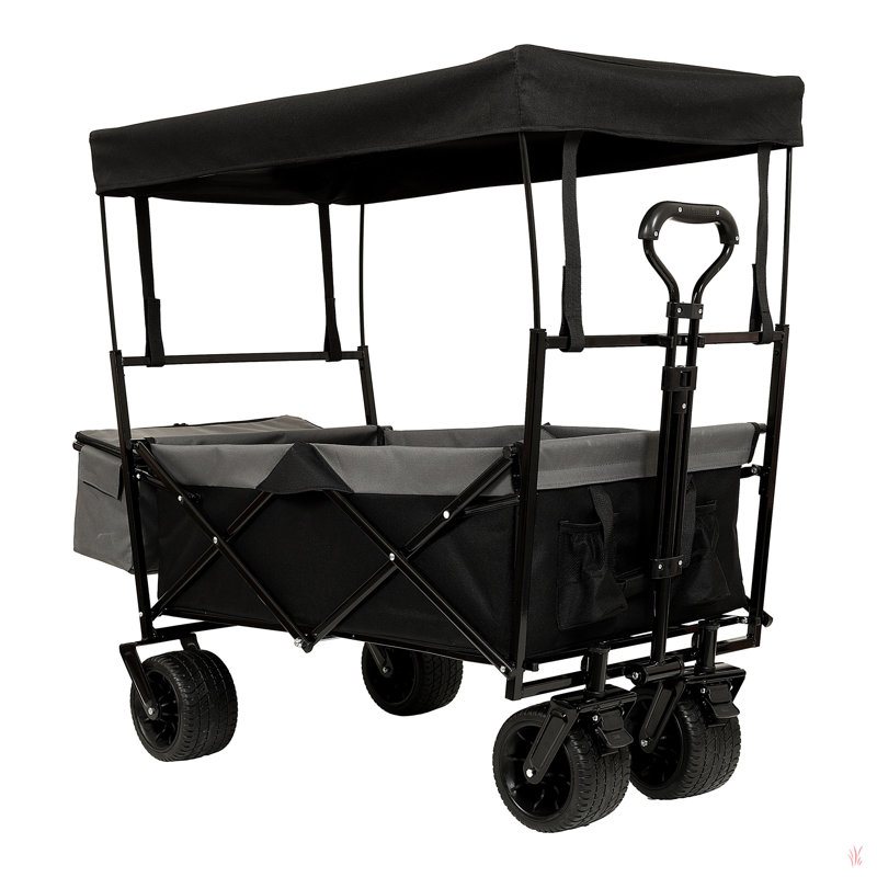 480Lbs Collapsible Wagon With Canopy,Wagon Stroller With 7" All-Terrain Wheels, Lightweight Foldable Wagon, Large Capacity For Camping, Shopping, Sports, And Garden Use,Mosquito Net