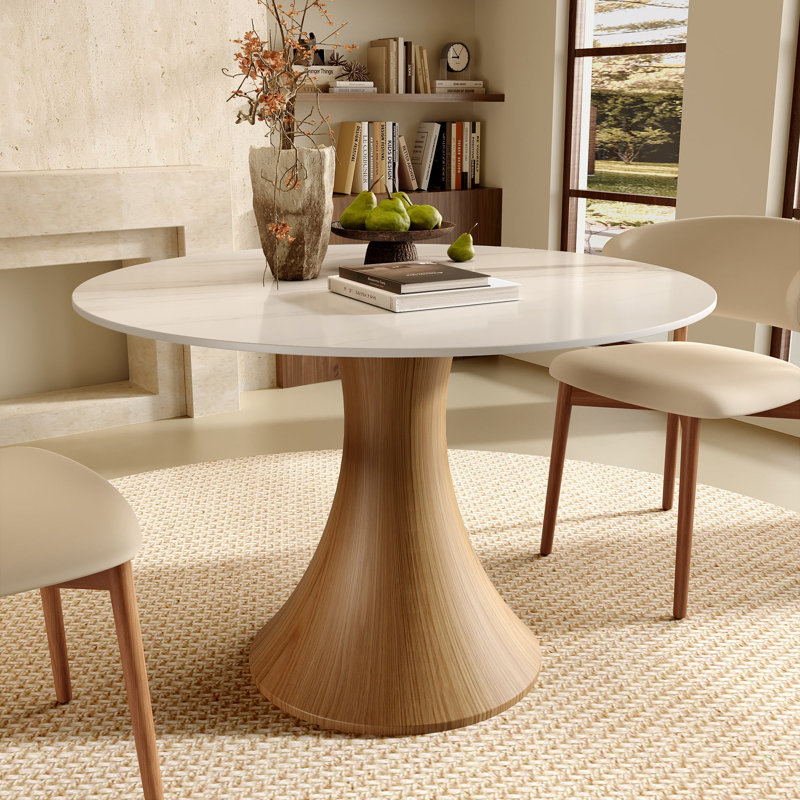 Table de salle à manger Mid-Century moderne pour 2 à 4 personnes, H 29,52 po x L 43,3 po x l 43,3 po, Enneigé